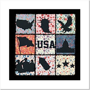 Retro Boho USA, Boho America, 4th of July, Independence Day Posters and Art